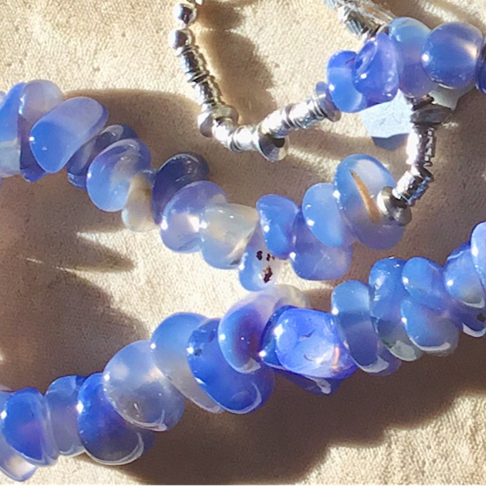 Beautiful blue glass bead necklace.